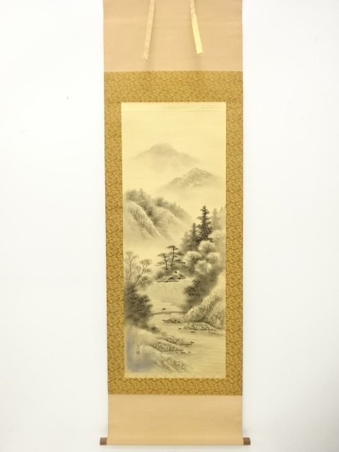 JAPANESE COLLECTIBLE / HANGING SCROLL BY KOYO / INK / LANDSCAPE / HAND